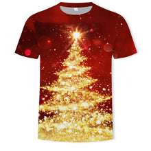 Christmas 3D printing fashion men's and women's short-sleeved T-shirt soft material outdoor casual loose men's T-shirt