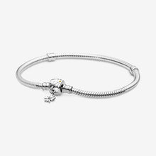 Charms 925 Sterling Solid Silver Bracelet Heart T-Bar Cuff Chain Sparkling Blue Disc Clasp Snake Chain Bracelet Women Jewelry