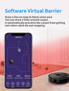 ABIR X6 Robot Vacuum Cleaner, Visual Navigation,APP Virtual Barrier,6000PA Suction,Smart Home Mop,Floor Carpet Washing Appliance