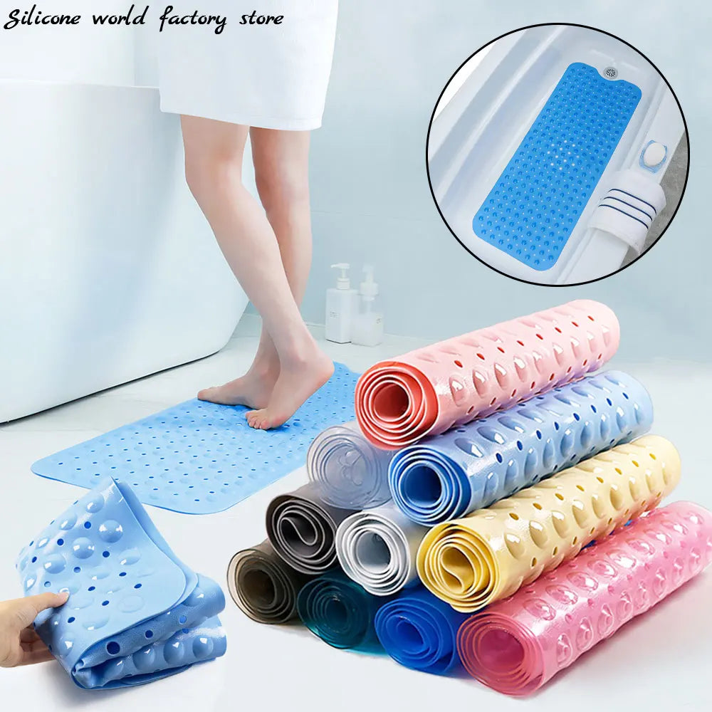 Silicone world PVC Anti-skid Bath Mats Soft Shower Bathroom Massage Mat Suction Cup Non-slip Bathtub Carpet 40x100cm Floor Mat