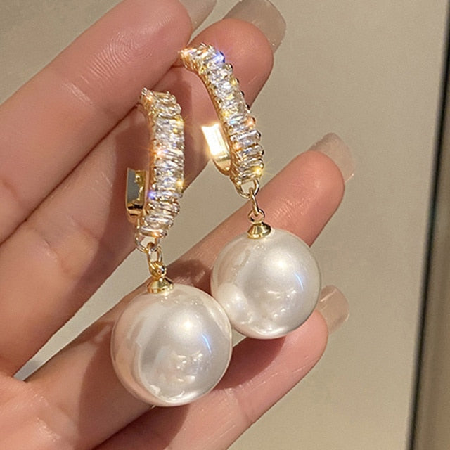 Long Dangle Earrings for Women 2022 Fashion Full Crystal Simulated Pearl Tassel Drop Earring Vintage Gold Color Brincos Jewelry