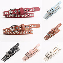 Ladies Women Pu Leather Belt with Rivet Studded Single Grommet Holes Waist Chain hiphop girls Masculinity Rivet Bracelet