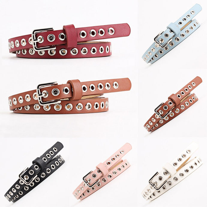 Ladies Women Pu Leather Belt with Rivet Studded Single Grommet Holes Waist Chain hiphop girls Masculinity Rivet Bracelet