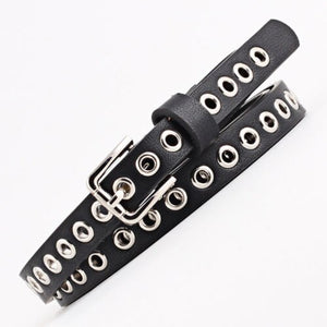 Ladies Women Pu Leather Belt with Rivet Studded Single Grommet Holes Waist Chain hiphop girls Masculinity Rivet Bracelet