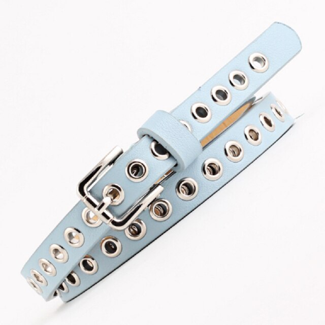 Ladies Women Pu Leather Belt with Rivet Studded Single Grommet Holes Waist Chain hiphop girls Masculinity Rivet Bracelet