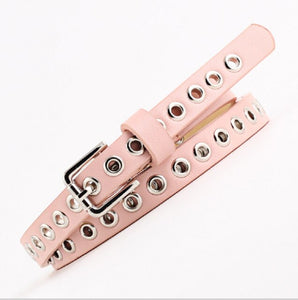 Ladies Women Pu Leather Belt with Rivet Studded Single Grommet Holes Waist Chain hiphop girls Masculinity Rivet Bracelet