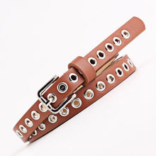 Ladies Women Pu Leather Belt with Rivet Studded Single Grommet Holes Waist Chain hiphop girls Masculinity Rivet Bracelet