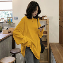 2020 spring Solid Simple oversized tshirt harajuku long T Shirt Women kawaii T-shirts Women 90s White yellow long Sleeve Tops