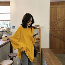 2020 spring Solid Simple oversized tshirt harajuku long T Shirt Women kawaii T-shirts Women 90s White yellow long Sleeve Tops