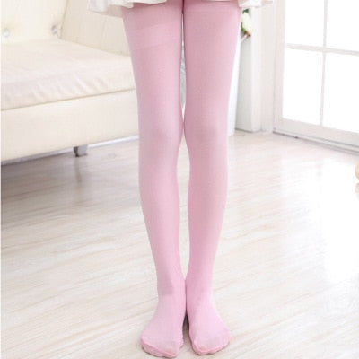 YWHUANSEN Summer Spring Candy Color Kids Pantyhose Ballet Dance Tights for Girls Stocking Children Velvet Solid White Pantyhose
