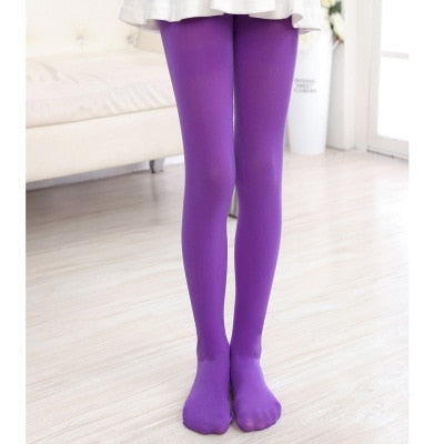 YWHUANSEN Summer Spring Candy Color Kids Pantyhose Ballet Dance Tights for Girls Stocking Children Velvet Solid White Pantyhose