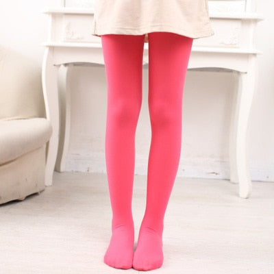 YWHUANSEN Summer Spring Candy Color Kids Pantyhose Ballet Dance Tights for Girls Stocking Children Velvet Solid White Pantyhose