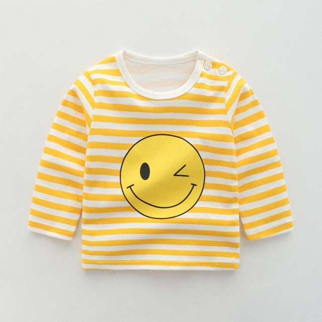 2020 New Baby Children's Clothing Cotton Long-sleeved T-shirt Korean Version Cute Tops Tee Underwear Soft Casual Bottoming Shirt