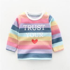 2020 New Baby Children's Clothing Cotton Long-sleeved T-shirt Korean Version Cute Tops Tee Underwear Soft Casual Bottoming Shirt