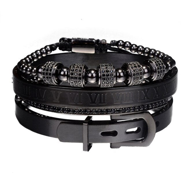 Luxury Roman Royal Classic Stainless Steel Bangle Cuff Bracelets Fashion Titanium Steel Type C Twisted Numeral Bangle For Men