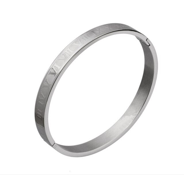 Luxury Roman Royal Classic Stainless Steel Bangle Cuff Bracelets Fashion Titanium Steel Type C Twisted Numeral Bangle For Men