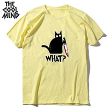 COOLMIND 100% cotton short sleeve cool knife cat print men T shirt casual loose cat men tshirt o-neck t-shirt men tee shirts top