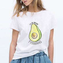 LUCKYROLL Avocado Cat Pattern T Shirt Women Harajuku Vegan Cute Tops Plus Size S-3XL T-shirt Tee Tops