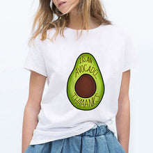 LUCKYROLL Avocado Cat Pattern T Shirt Women Harajuku Vegan Cute Tops Plus Size S-3XL T-shirt Tee Tops