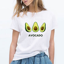 LUCKYROLL Avocado Cat Pattern T Shirt Women Harajuku Vegan Cute Tops Plus Size S-3XL T-shirt Tee Tops