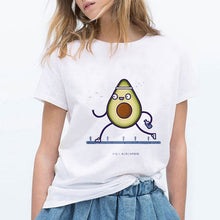 LUCKYROLL Avocado Cat Pattern T Shirt Women Harajuku Vegan Cute Tops Plus Size S-3XL T-shirt Tee Tops