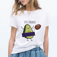 LUCKYROLL Avocado Cat Pattern T Shirt Women Harajuku Vegan Cute Tops Plus Size S-3XL T-shirt Tee Tops