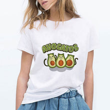 LUCKYROLL Avocado Cat Pattern T Shirt Women Harajuku Vegan Cute Tops Plus Size S-3XL T-shirt Tee Tops