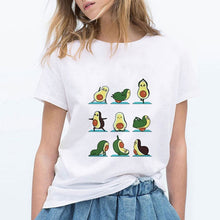 LUCKYROLL Avocado Cat Pattern T Shirt Women Harajuku Vegan Cute Tops Plus Size S-3XL T-shirt Tee Tops