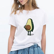 LUCKYROLL Avocado Cat Pattern T Shirt Women Harajuku Vegan Cute Tops Plus Size S-3XL T-shirt Tee Tops