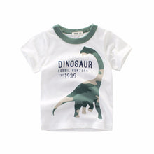 Boys & Girls Cartoon T-shirts Kids Dinosaur Print T Shirt For Boys Children Summer Short Sleeve T-shirt Cotton Tops Clothing