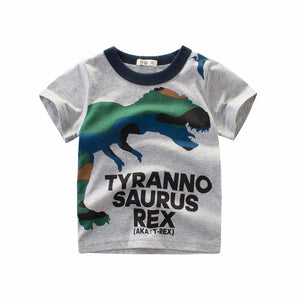 Boys & Girls Cartoon T-shirts Kids Dinosaur Print T Shirt For Boys Children Summer Short Sleeve T-shirt Cotton Tops Clothing