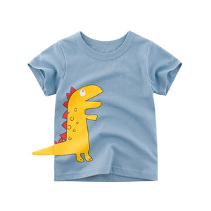 Boys & Girls Cartoon T-shirts Kids Dinosaur Print T Shirt For Boys Children Summer Short Sleeve T-shirt Cotton Tops Clothing