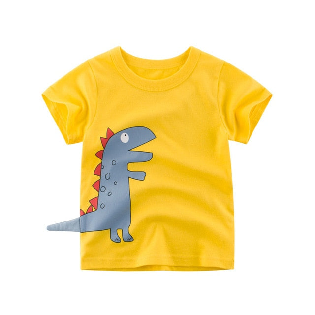 Boys & Girls Cartoon T-shirts Kids Dinosaur Print T Shirt For Boys Children Summer Short Sleeve T-shirt Cotton Tops Clothing