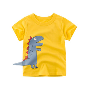 Boys & Girls Cartoon T-shirts Kids Dinosaur Print T Shirt For Boys Children Summer Short Sleeve T-shirt Cotton Tops Clothing