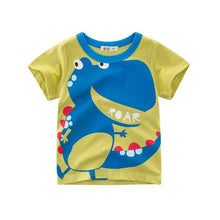 Boys & Girls Cartoon T-shirts Kids Dinosaur Print T Shirt For Boys Children Summer Short Sleeve T-shirt Cotton Tops Clothing