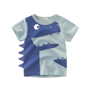 Boys & Girls Cartoon T-shirts Kids Dinosaur Print T Shirt For Boys Children Summer Short Sleeve T-shirt Cotton Tops Clothing