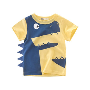 Boys & Girls Cartoon T-shirts Kids Dinosaur Print T Shirt For Boys Children Summer Short Sleeve T-shirt Cotton Tops Clothing