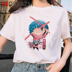 Japanese Anime Demon Slayer T Shirt Women  Ulzzang  Harajuku Shirt 90s Cartoon Graphic Kimetsu No Yaiba  Kawaii T-shirt Female