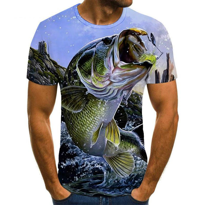 New summer 3D printed fish pattern men and women casual T-shirt Fashion trend youth cool men's t-shirt Hip hop short sleeve