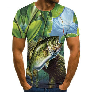 New summer 3D printed fish pattern men and women casual T-shirt Fashion trend youth cool men's t-shirt Hip hop short sleeve