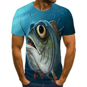 New summer 3D printed fish pattern men and women casual T-shirt Fashion trend youth cool men's t-shirt Hip hop short sleeve