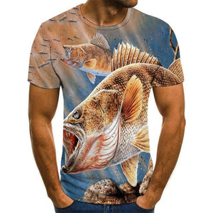 New summer 3D printed fish pattern men and women casual T-shirt Fashion trend youth cool men's t-shirt Hip hop short sleeve