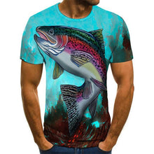 New summer 3D printed fish pattern men and women casual T-shirt Fashion trend youth cool men's t-shirt Hip hop short sleeve