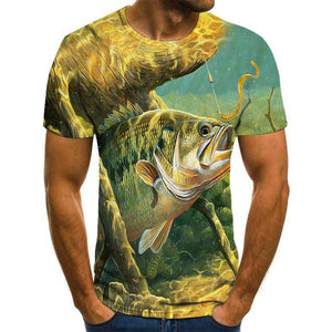 New summer 3D printed fish pattern men and women casual T-shirt Fashion trend youth cool men's t-shirt Hip hop short sleeve