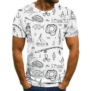 New summer 3D printed fish pattern men and women casual T-shirt Fashion trend youth cool men's t-shirt Hip hop short sleeve