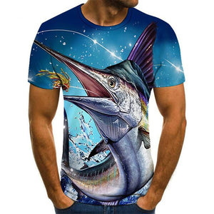 New summer 3D printed fish pattern men and women casual T-shirt Fashion trend youth cool men's t-shirt Hip hop short sleeve