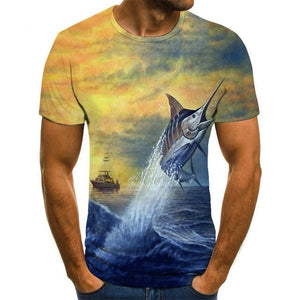 New summer 3D printed fish pattern men and women casual T-shirt Fashion trend youth cool men's t-shirt Hip hop short sleeve