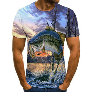 New summer 3D printed fish pattern men and women casual T-shirt Fashion trend youth cool men's t-shirt Hip hop short sleeve