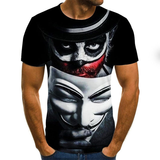 3D Printed T Shirt Men Joker Face Casual O-neck Male Tshirt Clown Short Sleeve Funny T Shirts 2020 Summer Tee Shirt Homme