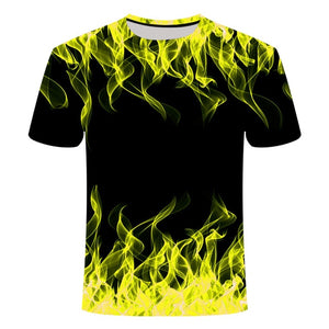 high quality fashion sales Men's New Summer T-shirt With Round Neck Short Sleeve Blue green red purple Flame 3D Printed Top